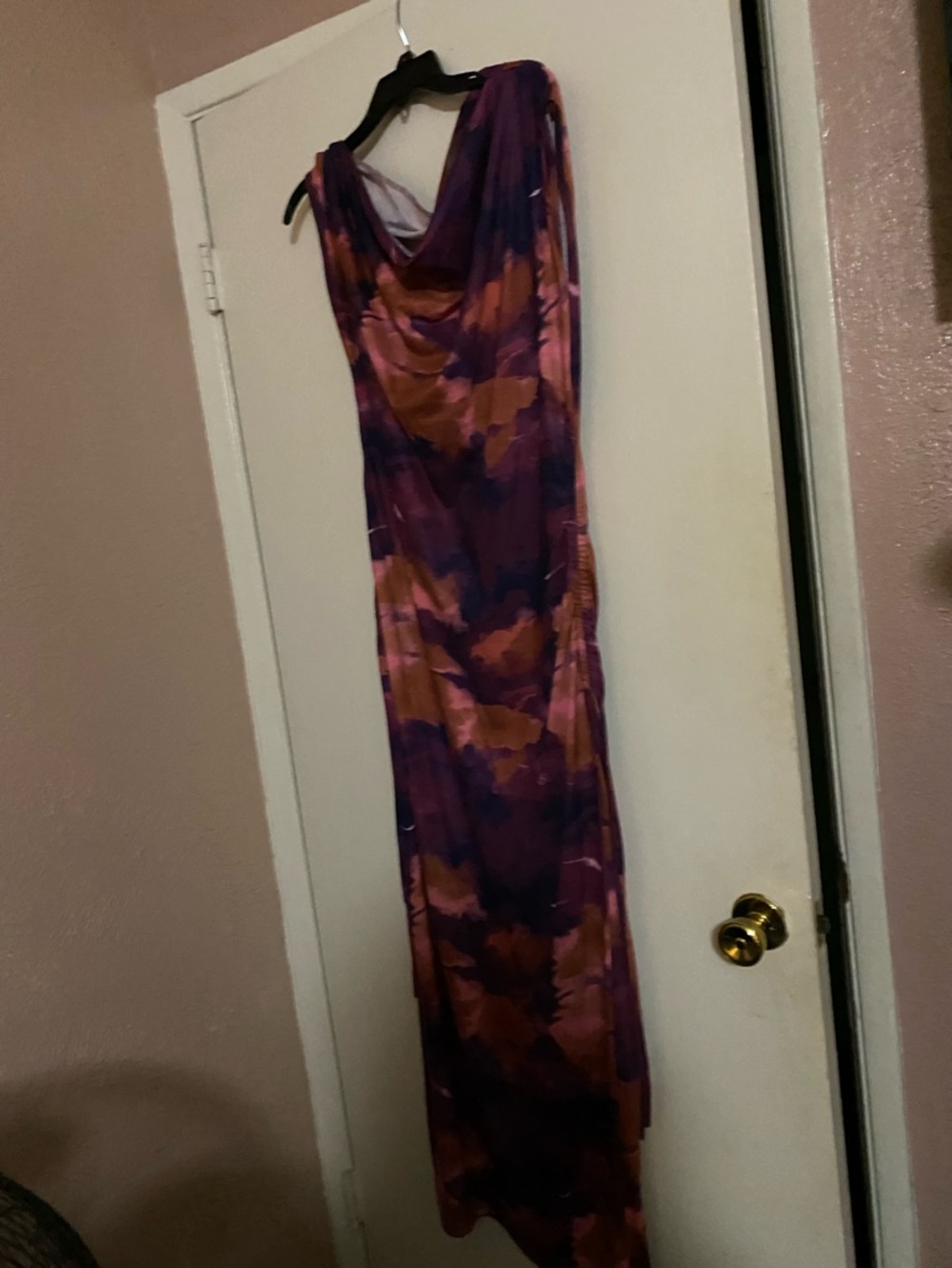 SHEIN Purple and Orange Cowl Neck Maxi Dress